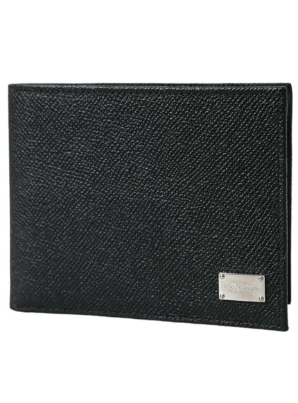 Dolce & Gabbana Black Calfskin Leather Bifold Card Holder Logo Wallet - Ellie Belle