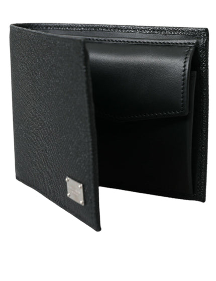 Dolce & Gabbana Black Calfskin Leather Bifold Card Holder Logo Wallet - Ellie Belle
