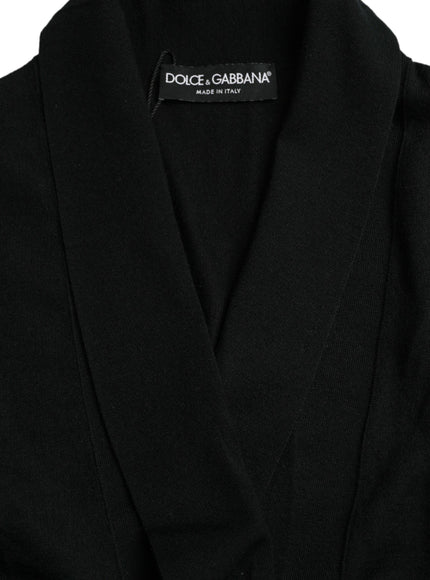 Dolce & Gabbana Black Cashmere Long Sleeves Belted Wrap Robe - Ellie Belle