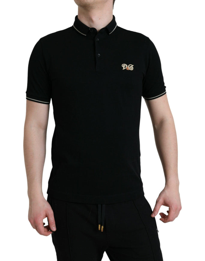 Dolce & Gabbana Black Collared Short Sleeves Polo T-shirt - Ellie Belle