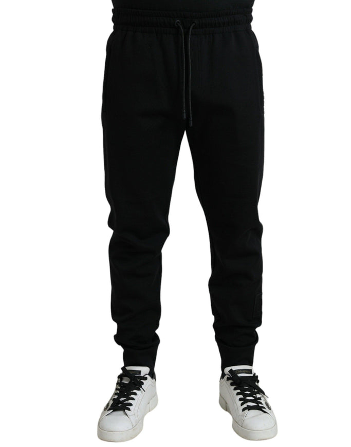 Dolce & Gabbana Black Cotton Blend Men Sweatpants Jogger Pants - Ellie Belle