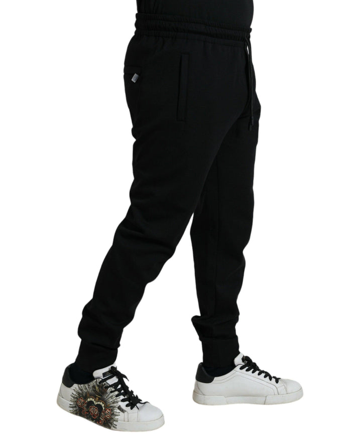 Dolce & Gabbana Black Cotton Blend Men Sweatpants Jogger Pants - Ellie Belle