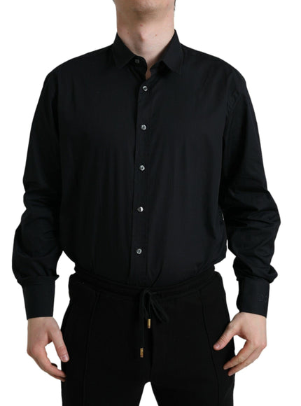 Dolce & Gabbana Black Cotton Collared Formal Dress Shirt - Ellie Belle