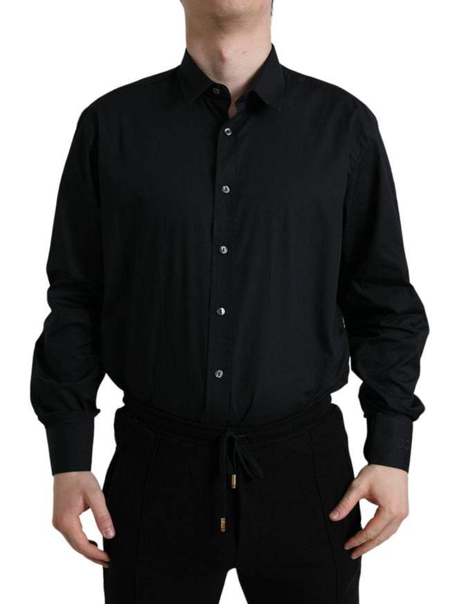 Dolce & Gabbana Black Cotton Collared Formal Dress Shirt - Ellie Belle