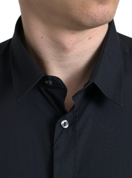 Dolce & Gabbana Black Cotton Collared Formal Dress Shirt - Ellie Belle