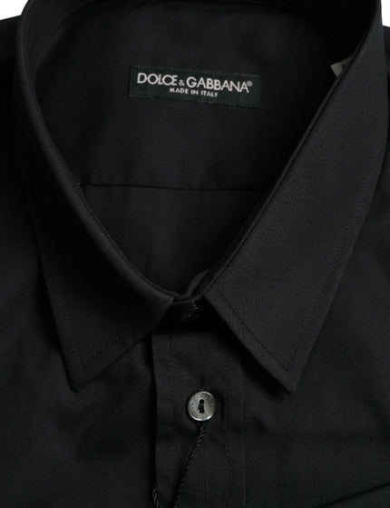 Dolce & Gabbana Black Cotton Collared Formal Dress Shirt - Ellie Belle