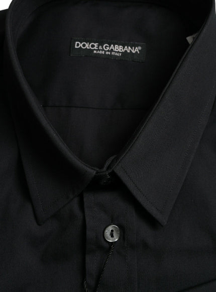 Dolce & Gabbana Black Cotton Collared Formal Dress Shirt - Ellie Belle