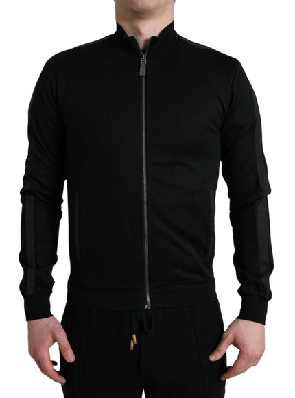 Dolce & Gabbana Black Cotton Full Zip Long Sleeves Sweater - Ellie Belle