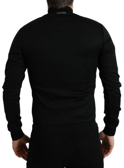 Dolce & Gabbana Black Cotton Full Zip Long Sleeves Sweater - Ellie Belle