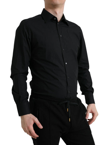 Dolce & Gabbana Black Cotton Men Formal GOLD Dress Shirt - Ellie Belle