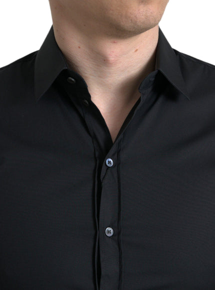 Dolce & Gabbana Black Cotton Stretch Slim Formal Dress Shirt - Ellie Belle