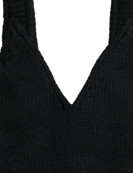 Dolce & Gabbana Black Cropped Cashmere V-neck Bustier Top - Ellie Belle