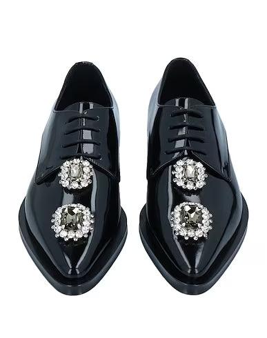 Dolce & Gabbana Black Crystal Lace Up Shoes - Ellie Belle