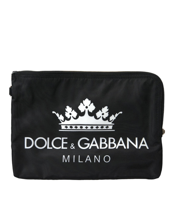 Dolce & Gabbana Black DG Milano Print Nylon Pouch Clutch Bags - Ellie Belle