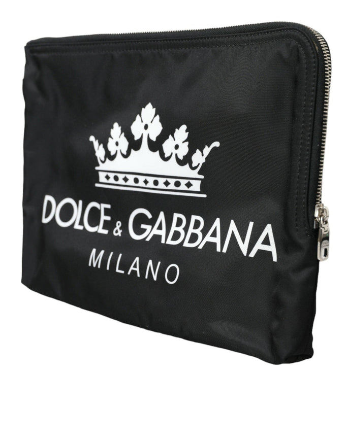 Dolce & Gabbana Black DG Milano Print Nylon Pouch Clutch Bags - Ellie Belle