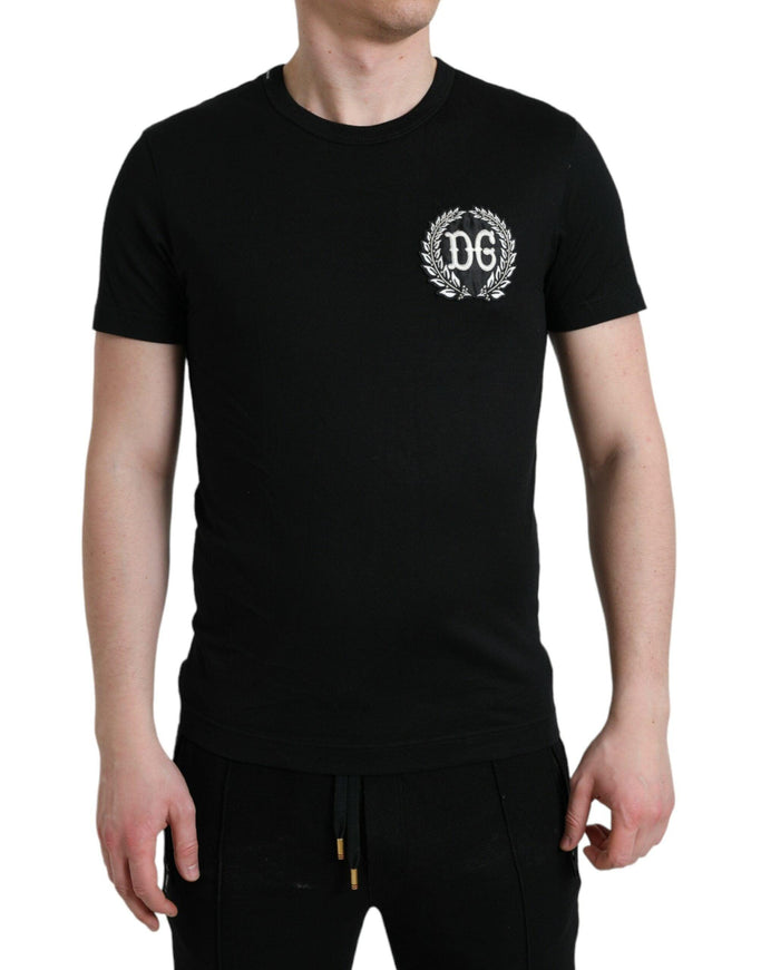 Dolce & Gabbana Black Embroidery Crewneck T-shirt - Ellie Belle