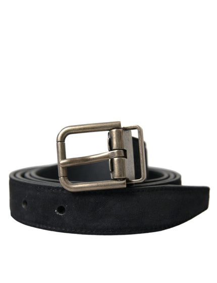 Dolce & Gabbana Black Goat Leather Antique Metal Buckle Belt - Ellie Belle
