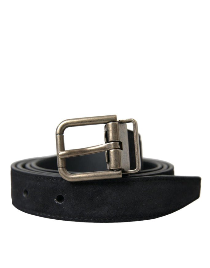 Dolce & Gabbana Black Goat Leather Antique Metal Buckle Belt - Ellie Belle