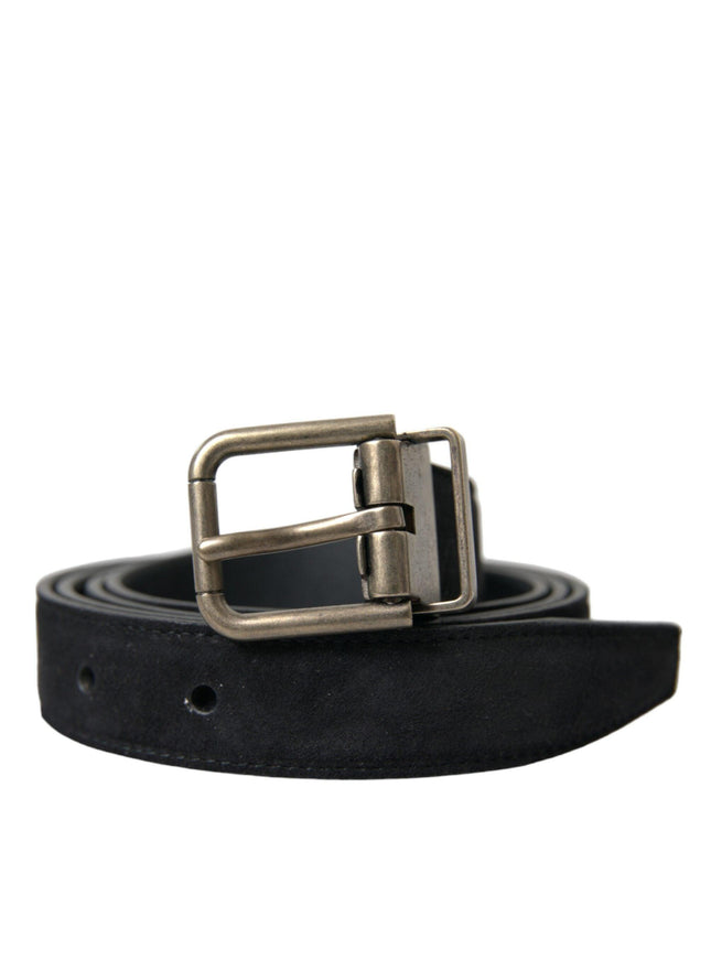 Dolce & Gabbana Black Goat Leather Antique Metal Buckle Belt - Ellie Belle