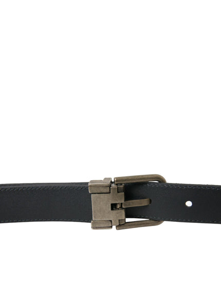 Dolce & Gabbana Black Goat Leather Antique Metal Buckle Belt - Ellie Belle