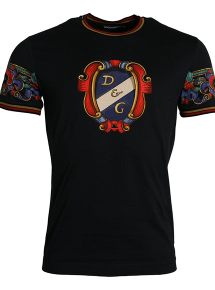 Dolce & Gabbana Black Heraldic Print Crew Neck T-shirt - Ellie Belle