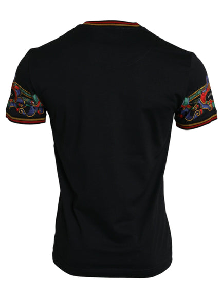 Dolce & Gabbana Black Heraldic Print Crew Neck T-shirt - Ellie Belle