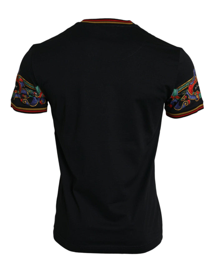 Dolce & Gabbana Black Heraldic Print Crew Neck T-shirt - Ellie Belle