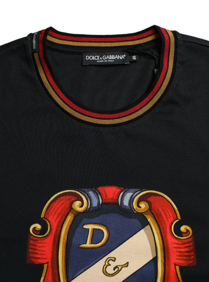 Dolce & Gabbana Black Heraldic Print Crew Neck T-shirt - Ellie Belle