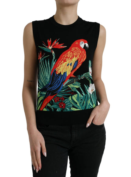 Dolce & Gabbana Black Jungle Crew Neck Sleeveless Tank Top - Ellie Belle