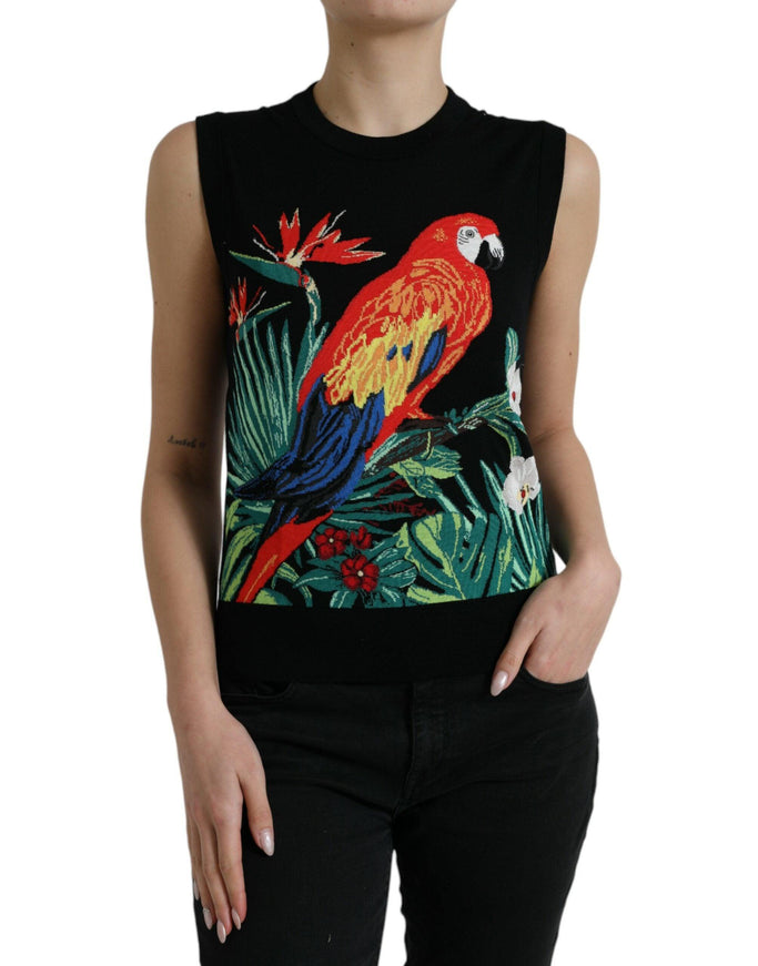 Dolce & Gabbana Black Jungle Crew Neck Sleeveless Tank Top - Ellie Belle