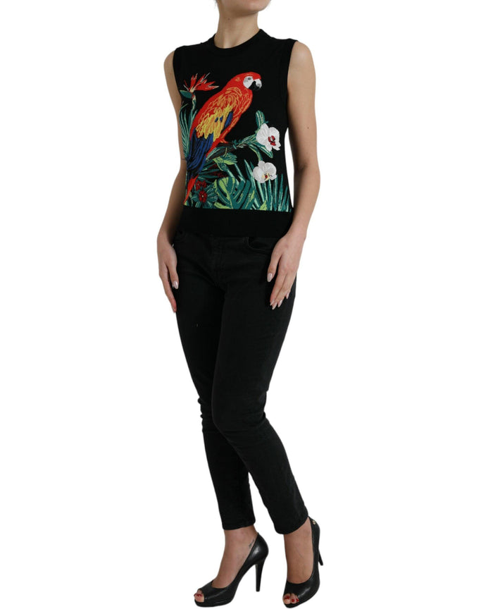 Dolce & Gabbana Black Jungle Crew Neck Sleeveless Tank Top - Ellie Belle