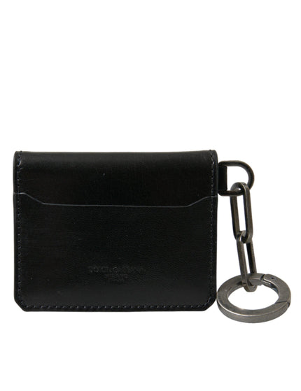 Dolce & Gabbana Black Leather Bifold Keyring Wallet - Ellie Belle