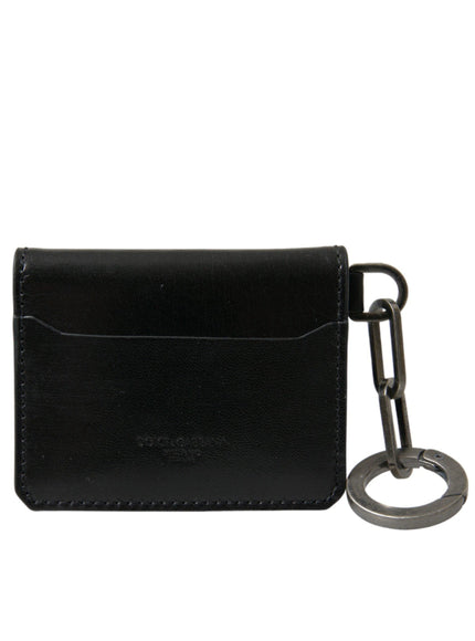 Dolce & Gabbana Black Leather Bifold Keyring Wallet - Ellie Belle