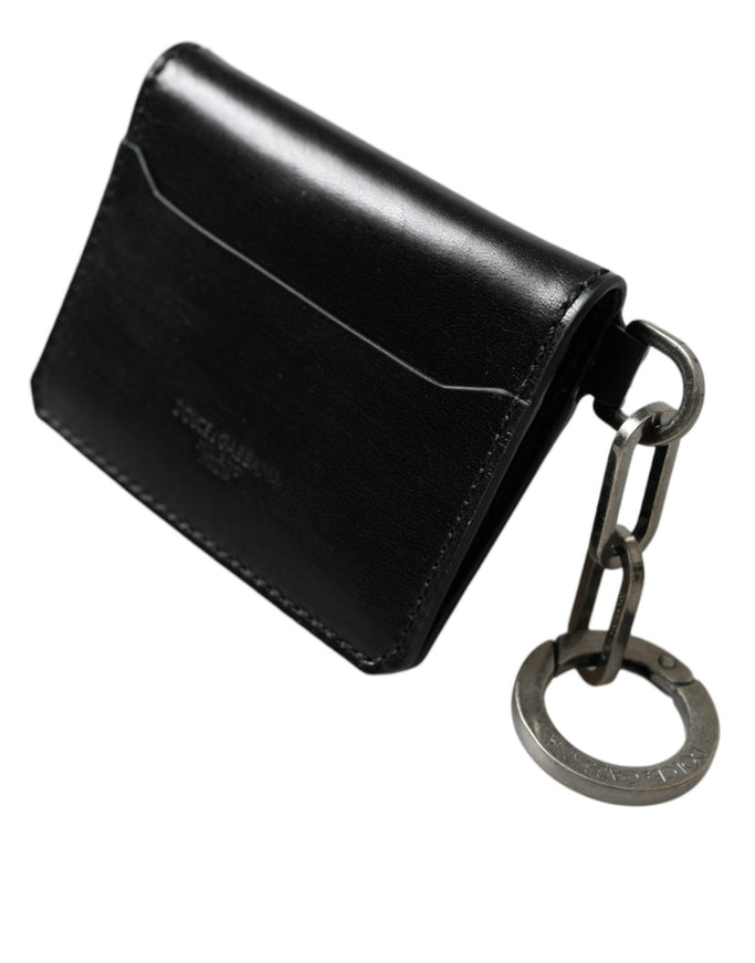 Dolce & Gabbana Black Leather Bifold Keyring Wallet - Ellie Belle