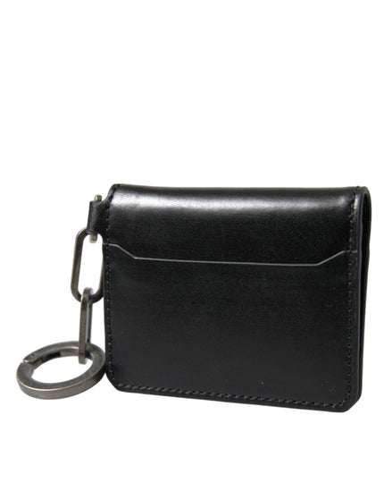 Dolce & Gabbana Black Leather Bifold Keyring Wallet - Ellie Belle