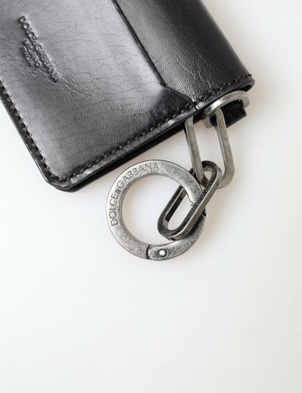 Dolce & Gabbana Black Leather Bifold Logo Card Holder Men Wallet - Ellie Belle