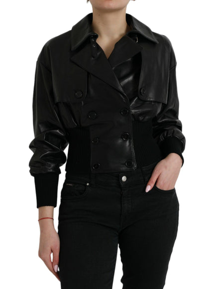 Dolce & Gabbana Black Leather Blouson Jacket - Ellie Belle