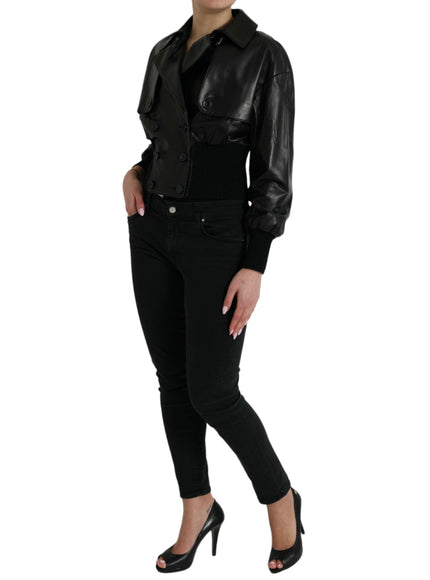 Dolce & Gabbana Black Leather Blouson Jacket - Ellie Belle