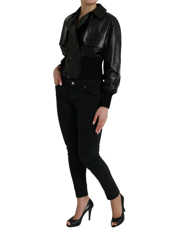 Dolce & Gabbana Black Leather Blouson Jacket - Ellie Belle