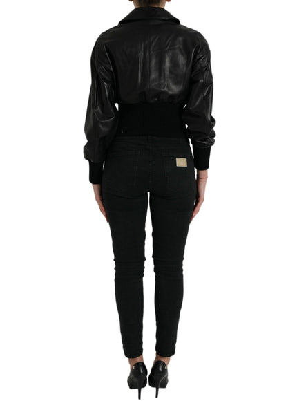Dolce & Gabbana Black Leather Blouson Jacket - Ellie Belle