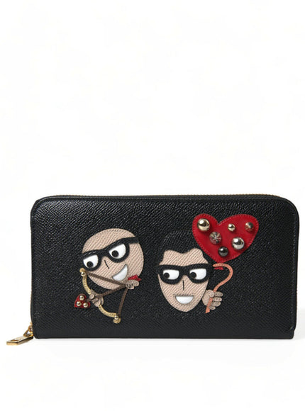 Dolce & Gabbana Black Leather #DGFAMILY Zip Around Continental Wallet - Ellie Belle