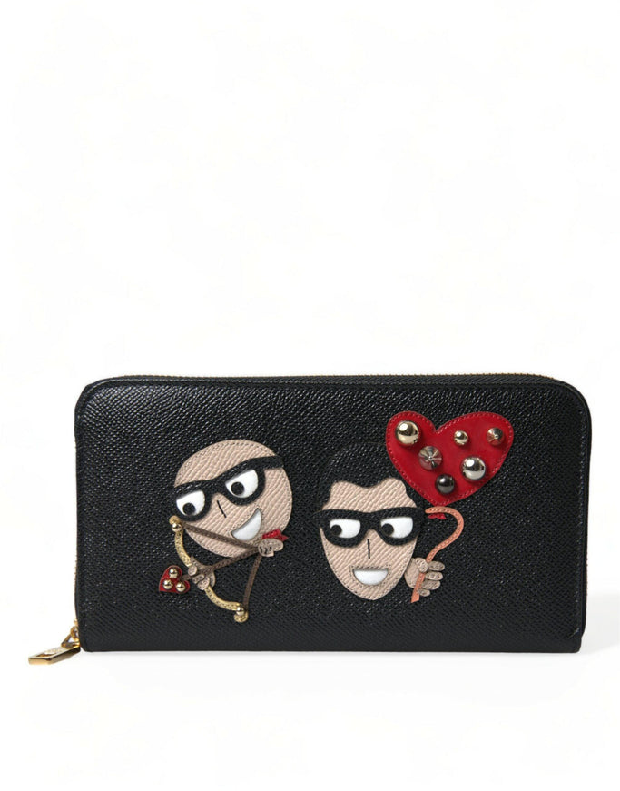 Dolce & Gabbana Black Leather #DGFAMILY Zip Around Continental Wallet - Ellie Belle