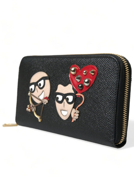 Dolce & Gabbana Black Leather #DGFAMILY Zip Around Continental Wallet - Ellie Belle