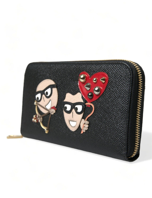 Dolce & Gabbana Black Leather #DGFAMILY Zip Around Continental Wallet - Ellie Belle