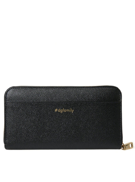 Dolce & Gabbana Black Leather #DGFAMILY Zip Around Continental Wallet - Ellie Belle