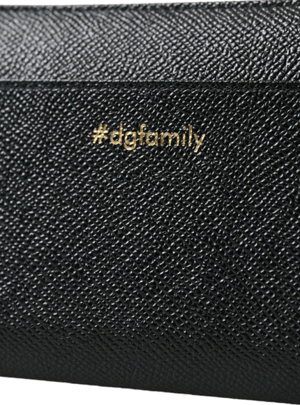 Dolce & Gabbana Black Leather #DGFAMILY Zip Around Continental Wallet - Ellie Belle