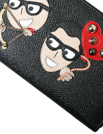 Dolce & Gabbana Black Leather #DGFAMILY Zip Around Continental Wallet - Ellie Belle