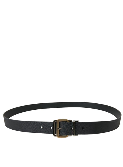 Dolce & Gabbana Black Leather Gold Silver Metal Buckle Belt - Ellie Belle