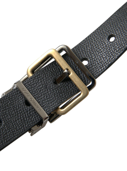 Dolce & Gabbana Black Leather Gold Silver Metal Buckle Belt - Ellie Belle