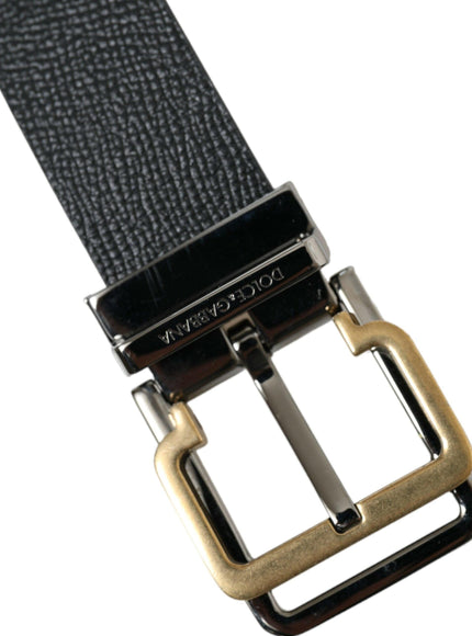 Dolce & Gabbana Black Leather Gold Silver Metal Buckle Belt - Ellie Belle